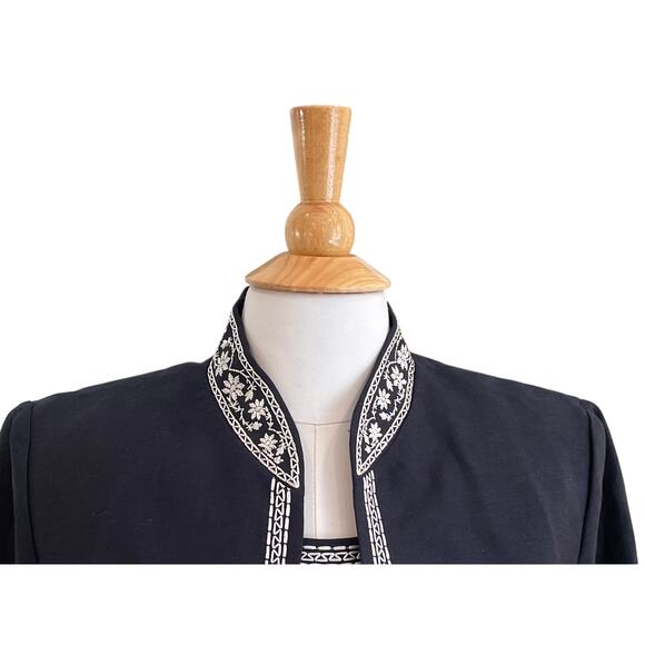 NWT Coldwater Creek Navy Linen Blend Embroidered Blazer / Jacket & Tank Set, 8 - Picture 2 of 15